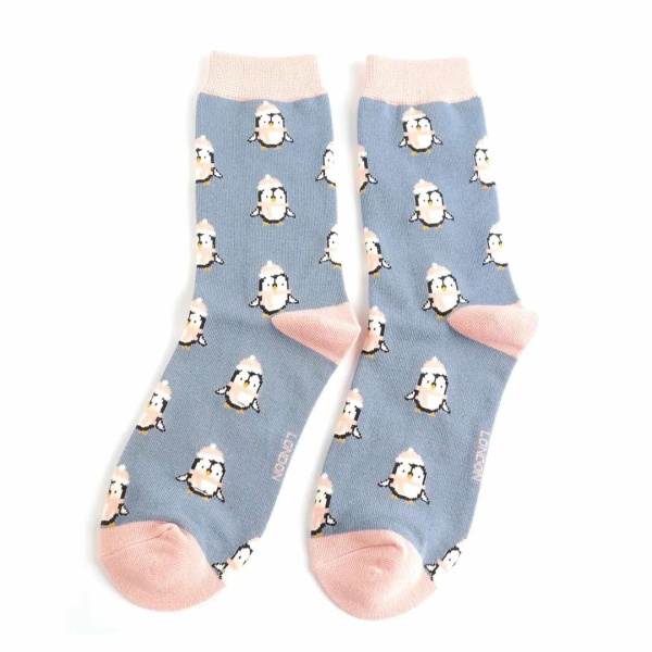 Bamboo Socks - Penguins Denim